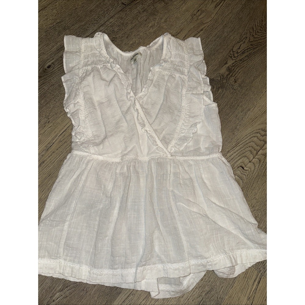 Max Studio White Ruffled Peplum Wrap Top